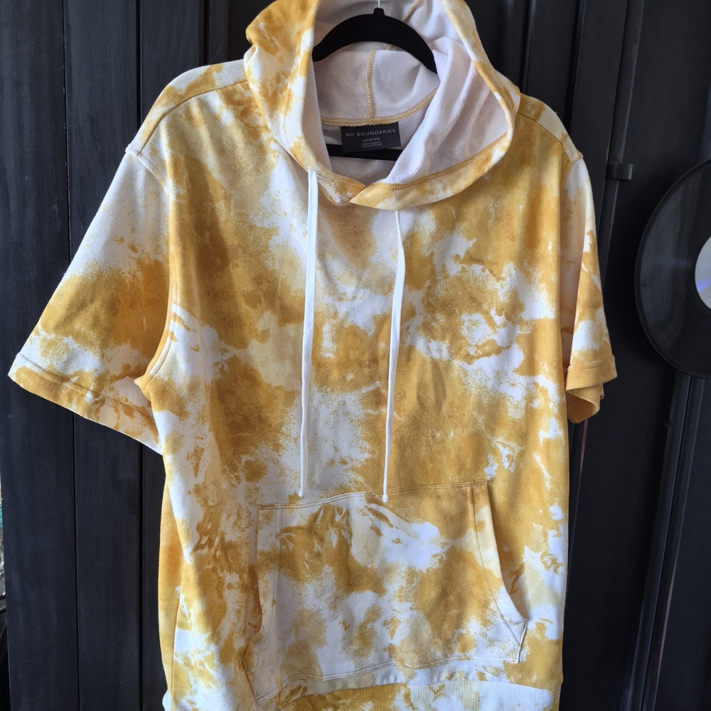 No Boundaries Yellow and White Tie-Dye Top